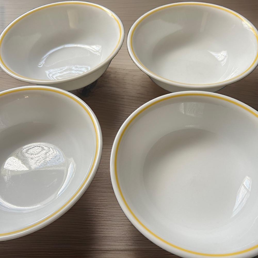 Corelle Flirtation Cereal Bowl Yellow Detail 80s Lot Of‎ 4 Replacements USA